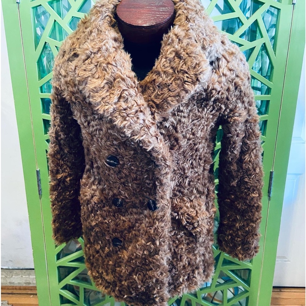 Zara TRF Collection Curly Goat Faux Fur Coat - XS